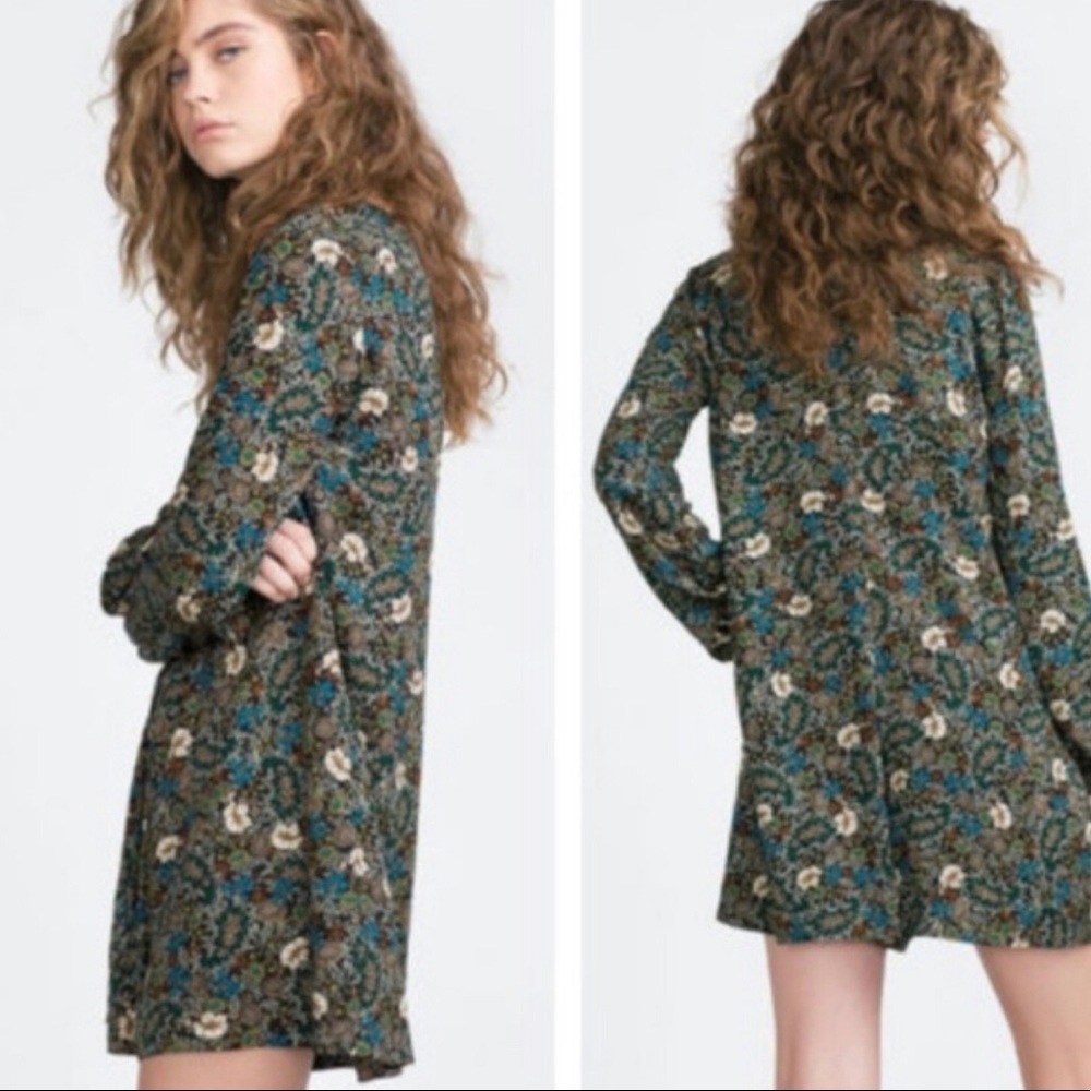 Zara Long Sleeve Green Floral Romper